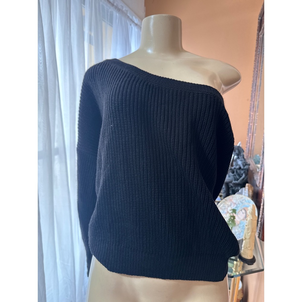 Nasty‎ Gal Collection Womens One Shoulder Ribbed Knit Sweater Black SM NWT